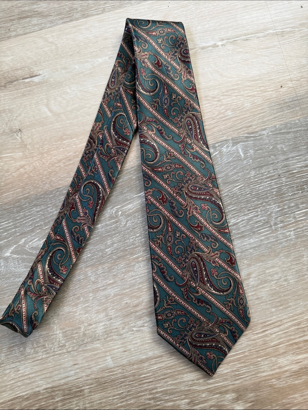 Classic Paisley Silk Tie in Teal and Burgundy